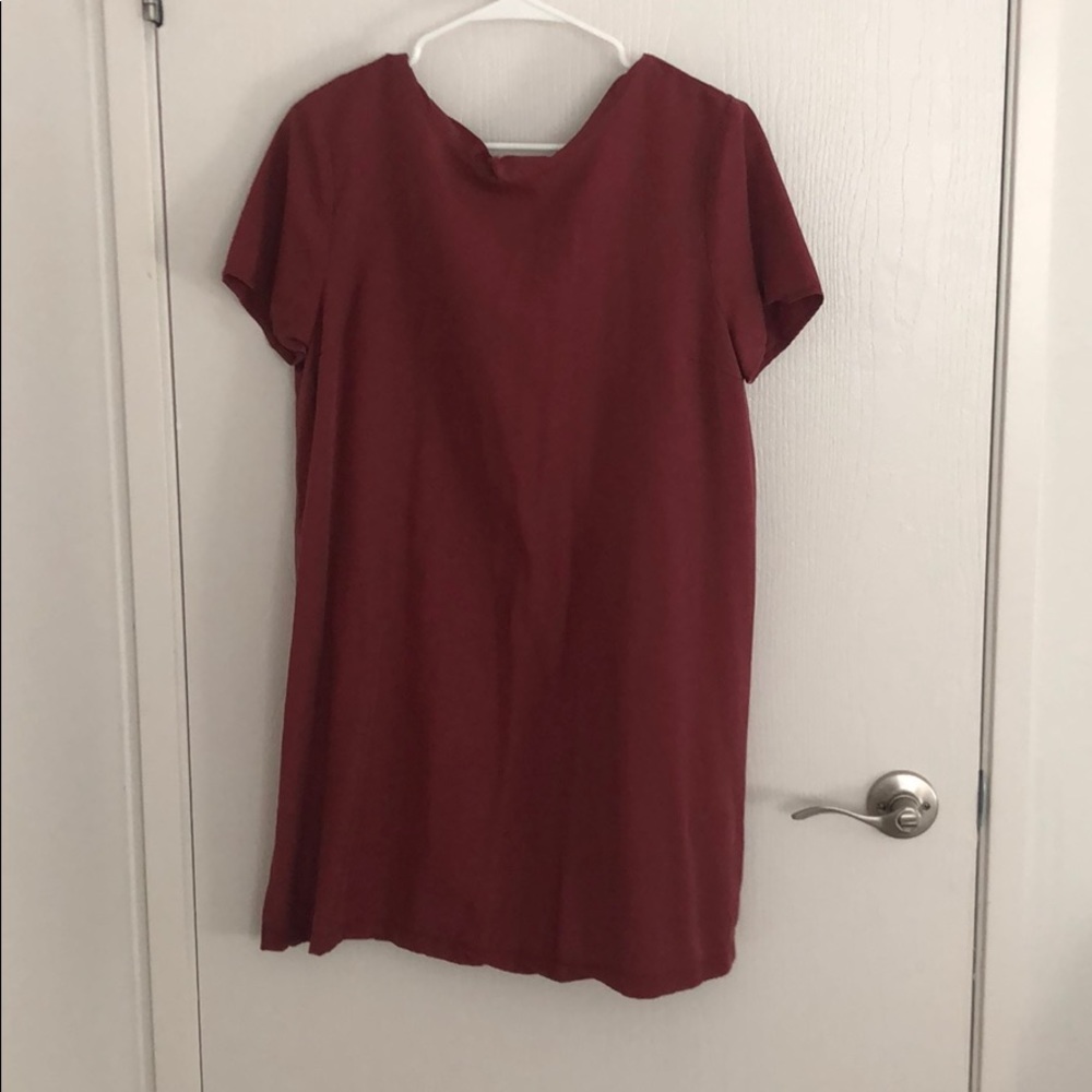 Burgundy shift dress